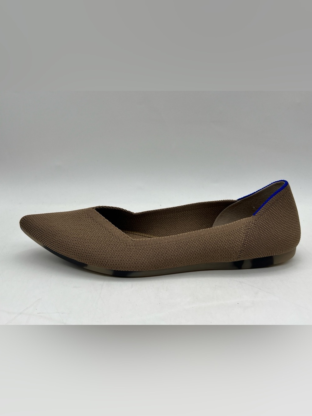 Rothy's Taupe Pointed-Toe Flats with Blue Trim - Picture 6 of 12